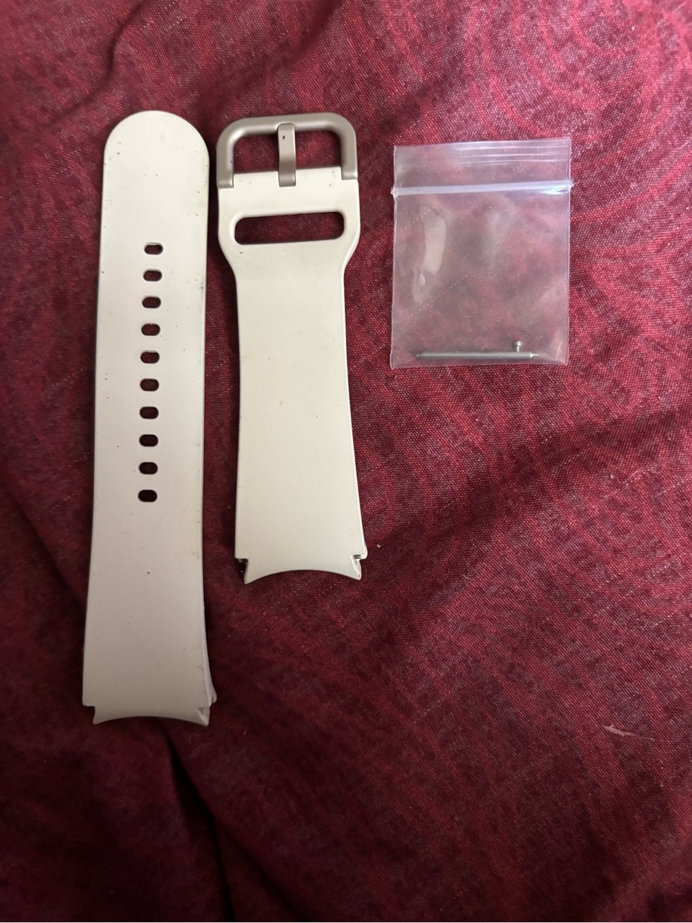 Replacement Cream Silicone Watch Band with Silver Buckle